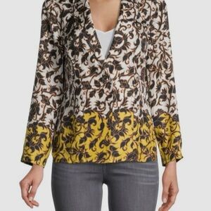 Kobi Halperin Women’s Printed Yellow Trim Blazer Jacket